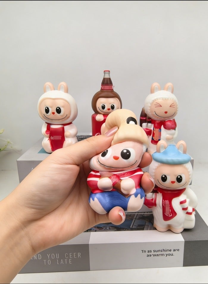 LABUBU D patten Squishy Toys, Novelty Decompress Toys, Squeeze Stress Ball Pinch Cute Sensory Toys for Relieving Fidget Rising Character Shaped Novelty Things Birthdays Cosplay Party Opp Packaging Gift Decorations - Image 5